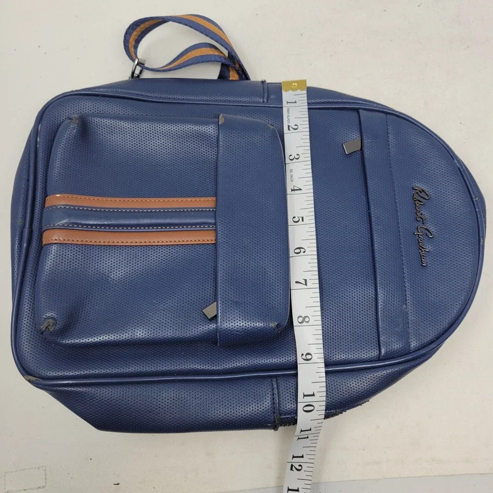 Robert Graham Blue Perforated Leather Backpack Racing Stripe Sling Bag Mens